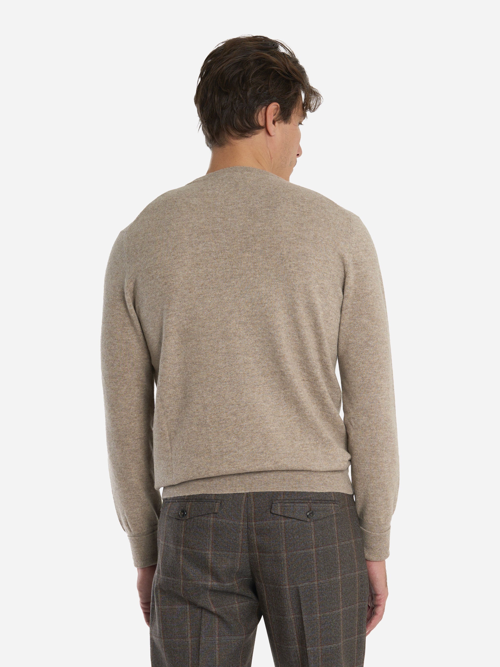 Maglia girocollo in cashmere beige