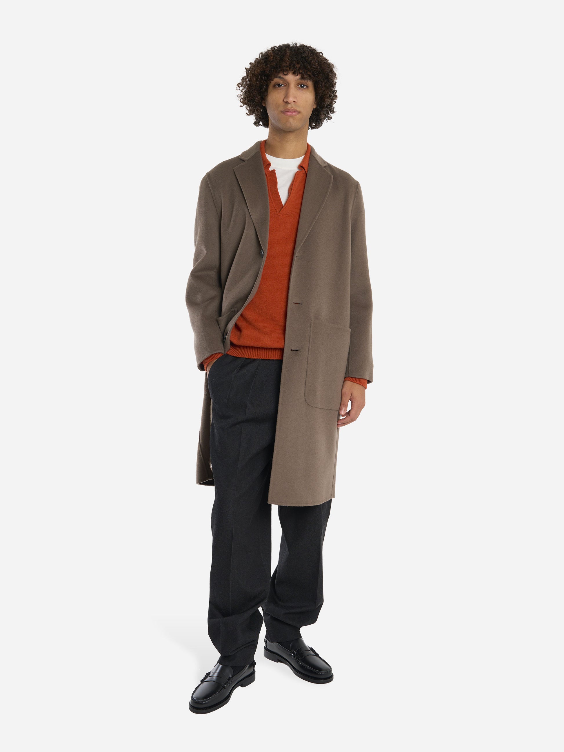 Polo in lana merinos e cashmere Arancione