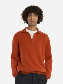 Polo in lana merinos e cashmere Arancione