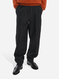 Pantalone Wide loose fit in lana e cotone Nero