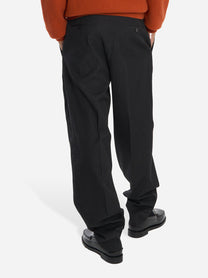 Pantalone Wide loose fit in lana e cotone Nero