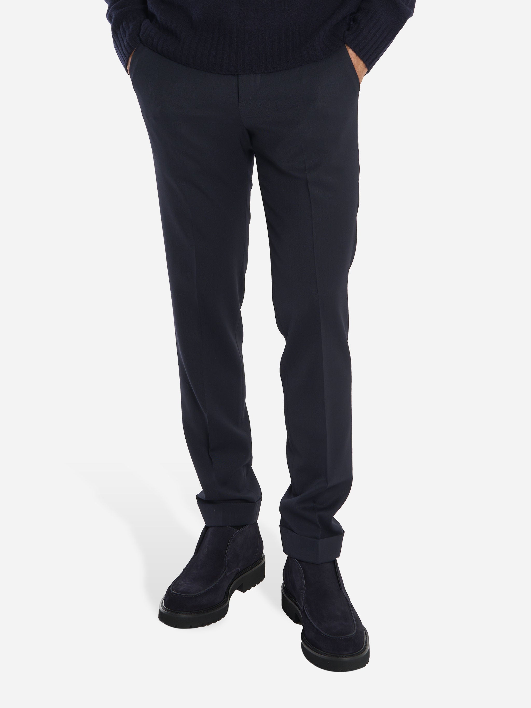 Pantalone Master slim fit in fresco lana stretch Blu