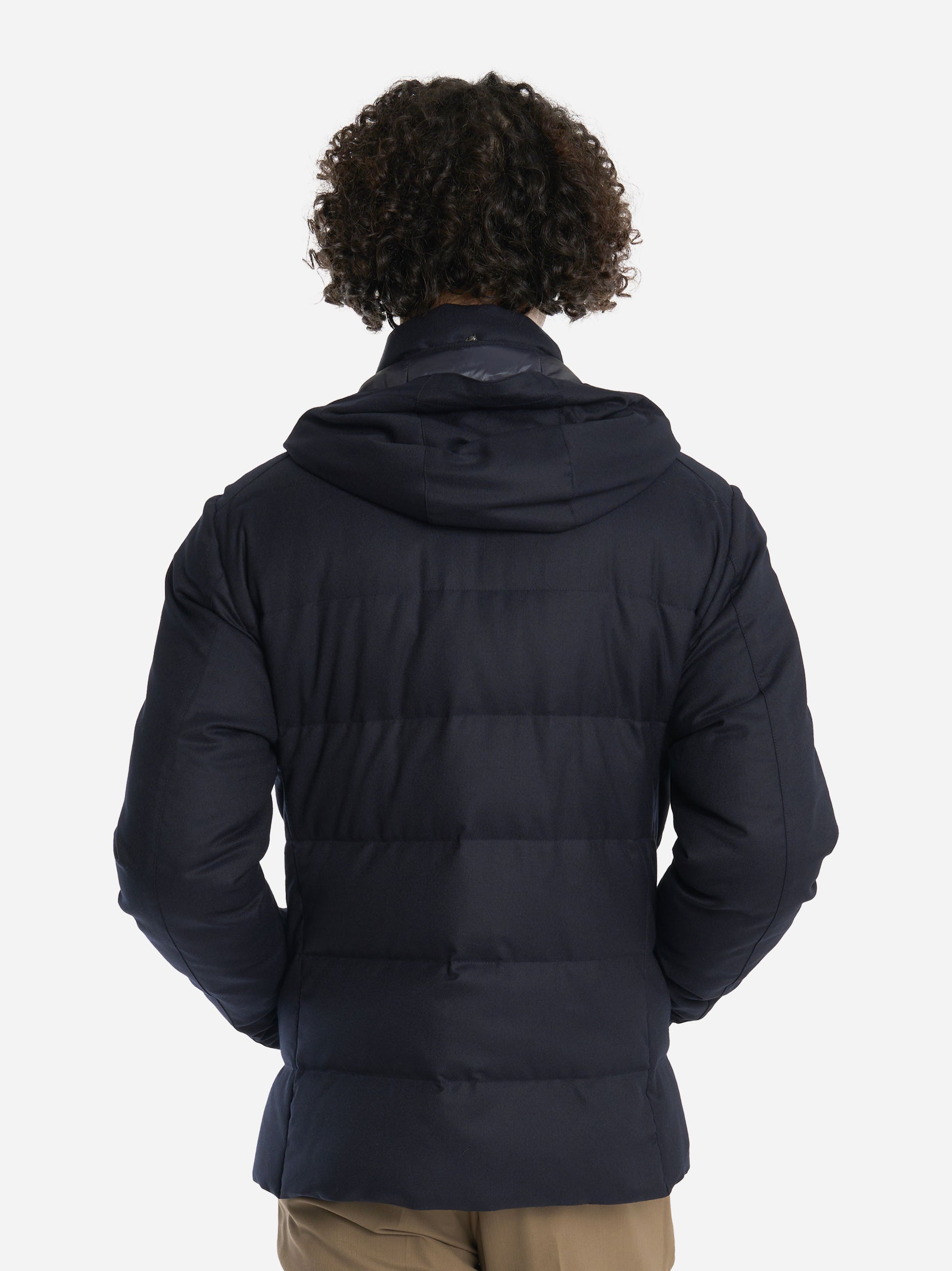 Giacca in lana con con cappuccio Blu