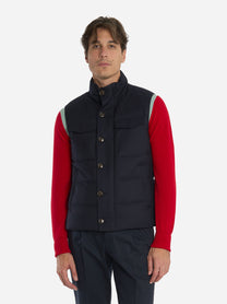 Gilet in lana con interno in piuma Blu