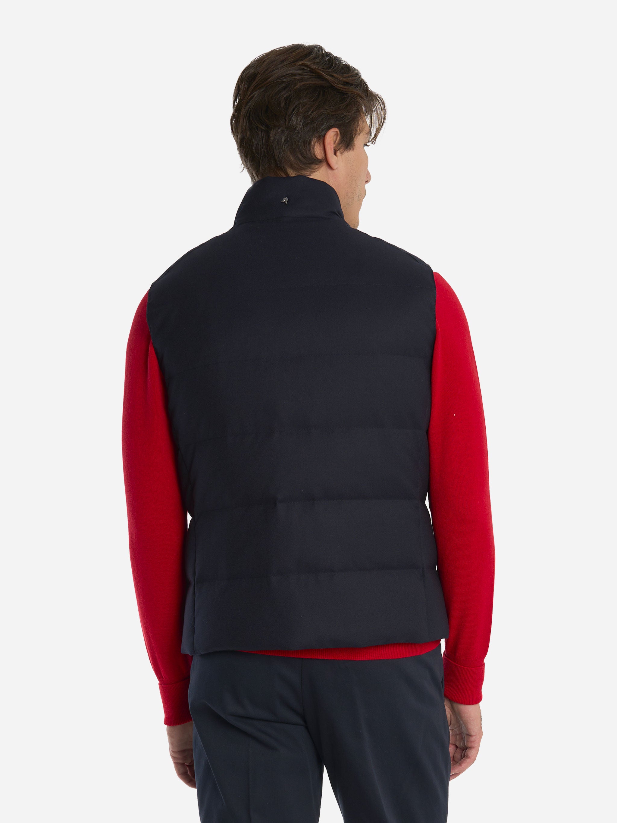 Gilet in lana con interno in piuma Blu