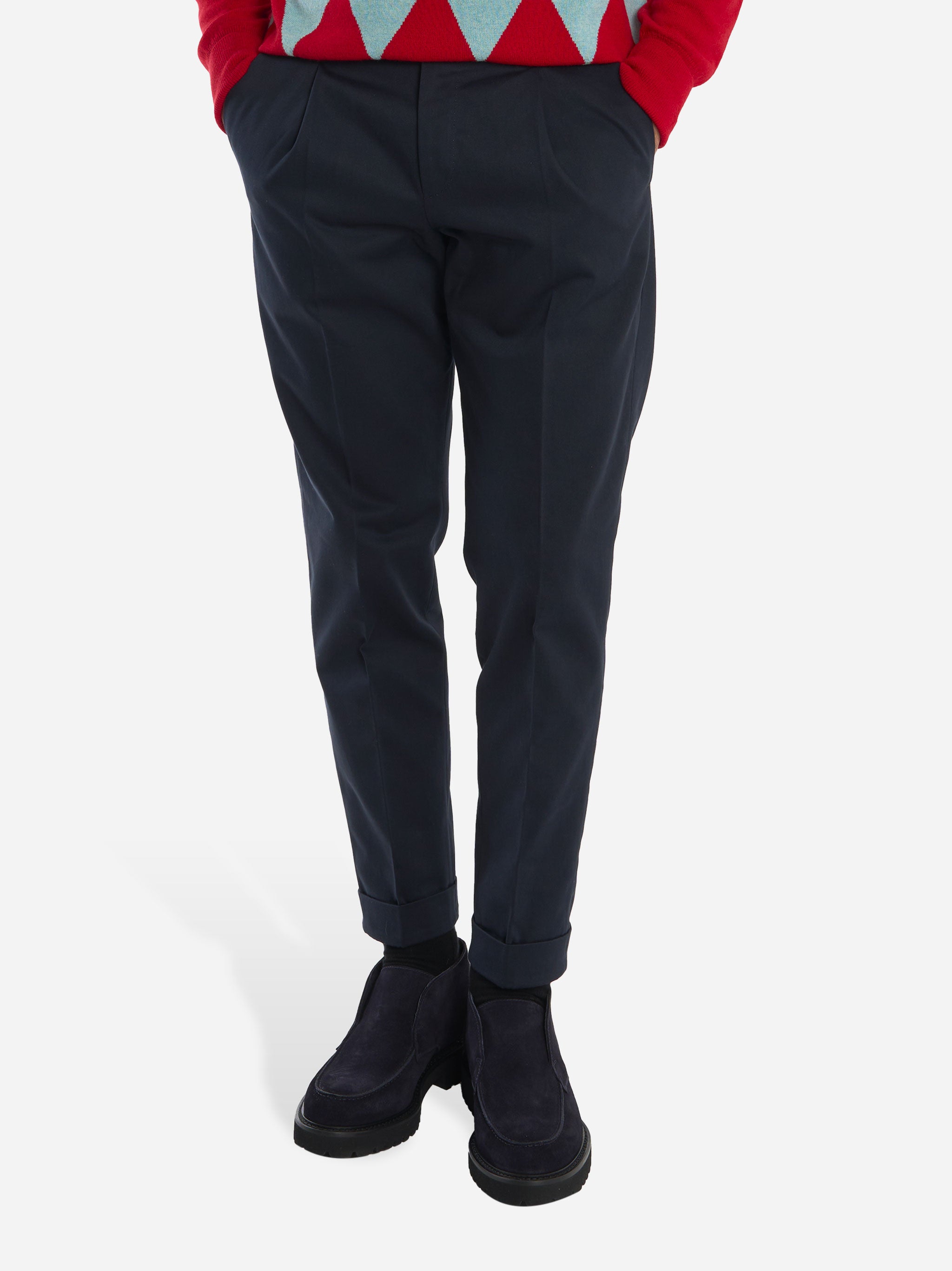 Pantalone Rebel carrot fit in cotone fermo blu