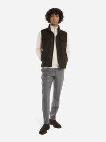 Maglia mezza zip in lana a coste Bianca