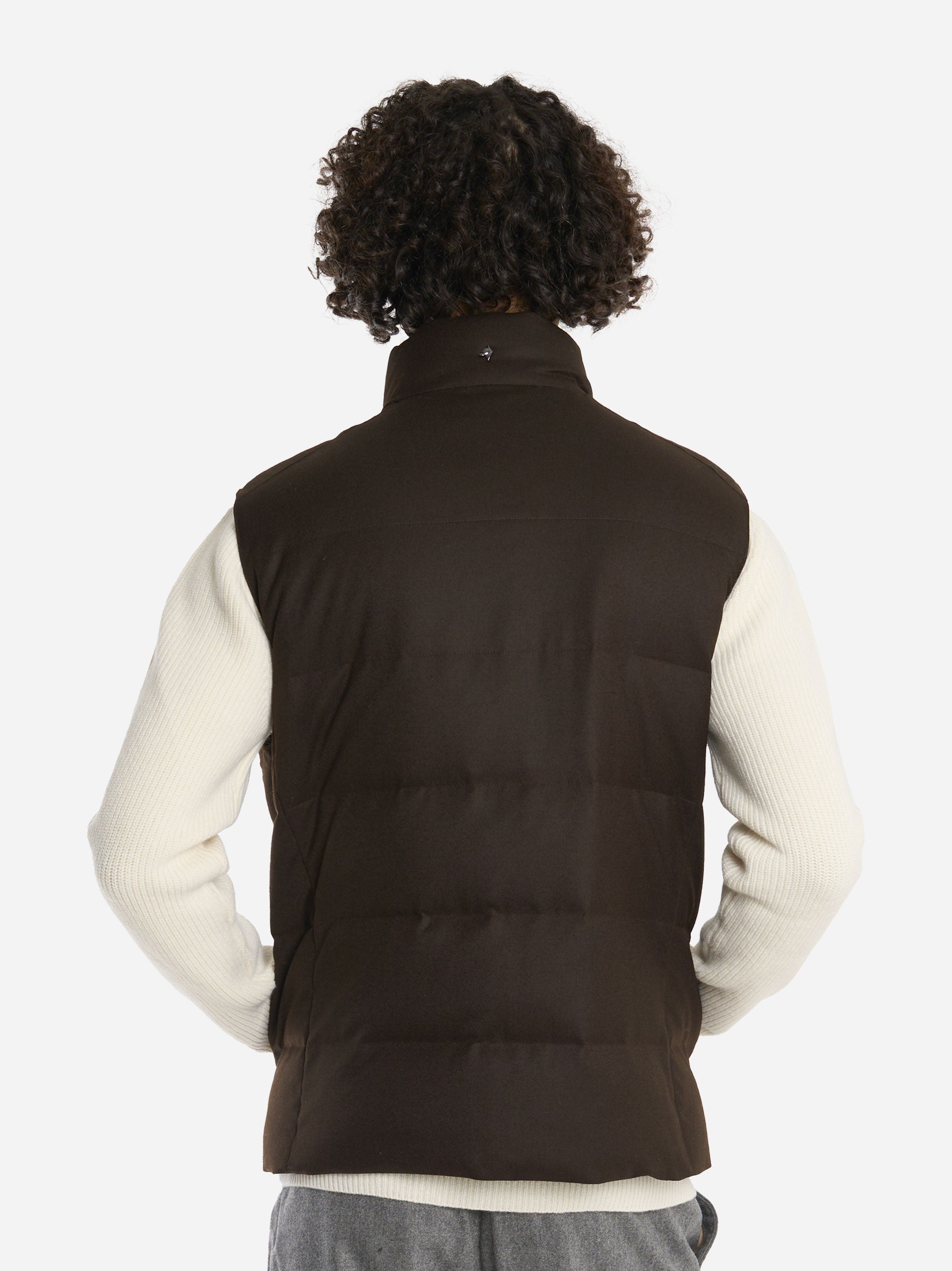 Gilet in lana con interno in piuma Marrone