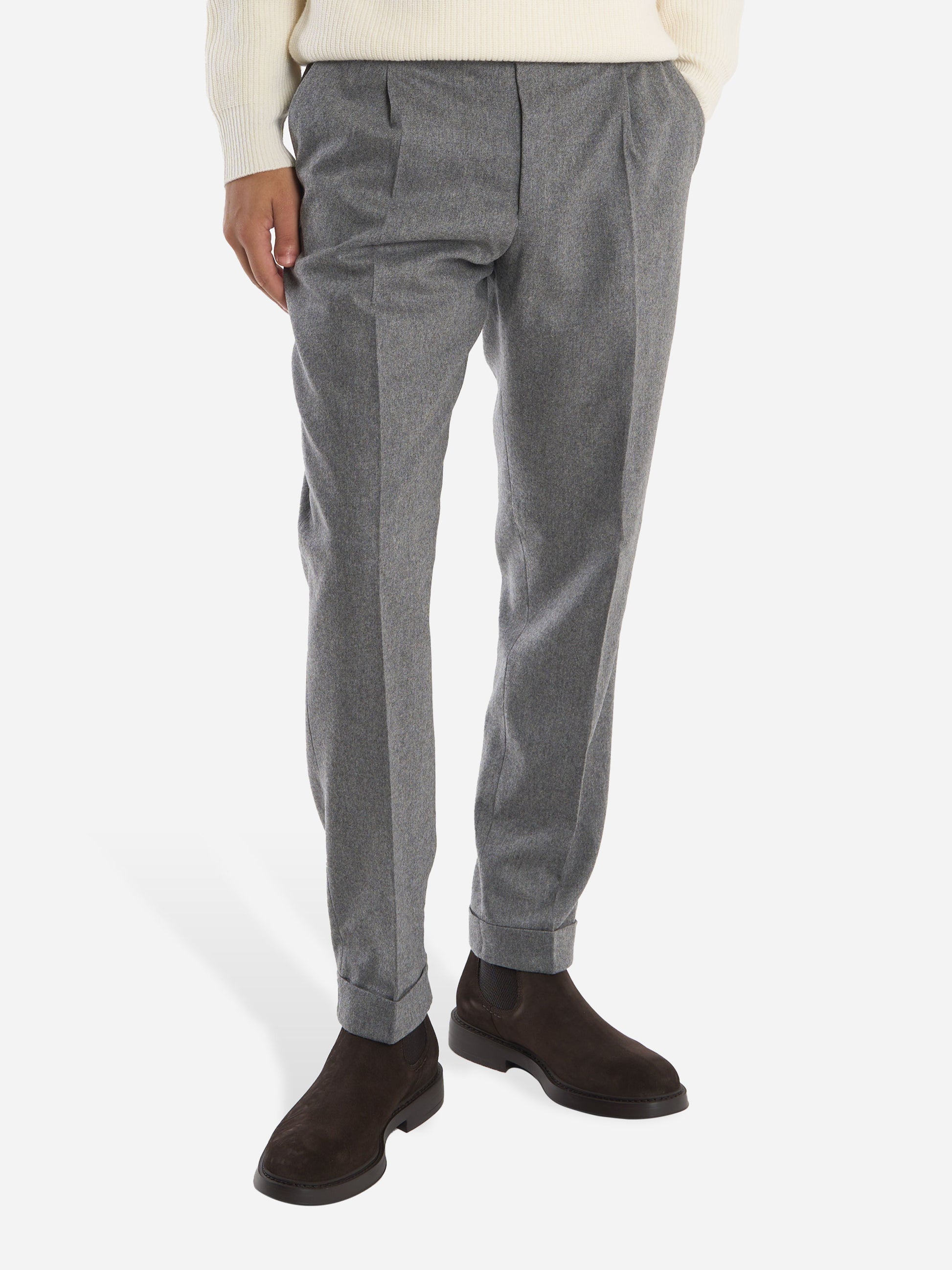 Pantalone Rebel con una pince in flanella Grigio