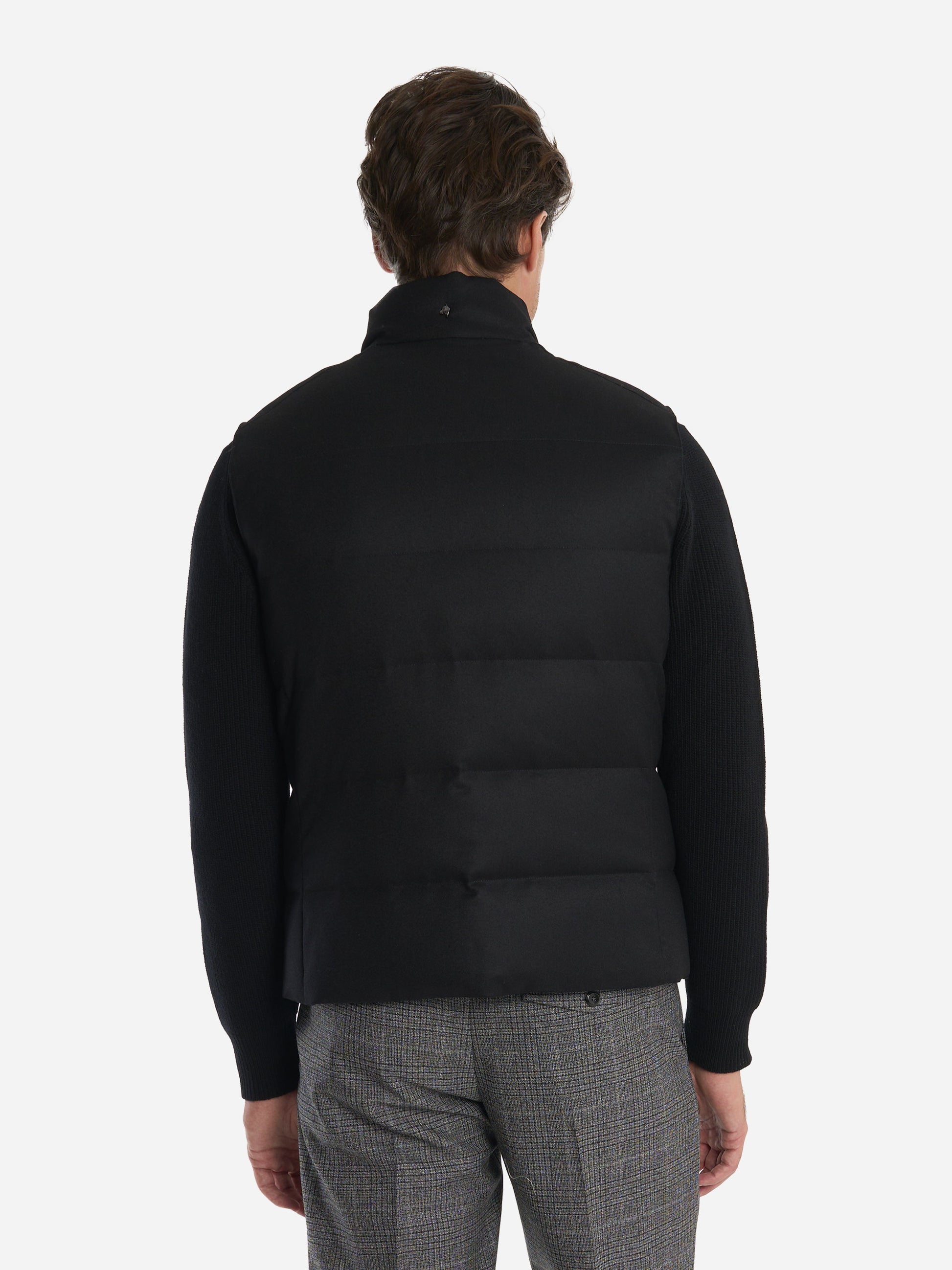 Gilet in lana con interno in piuma Nero