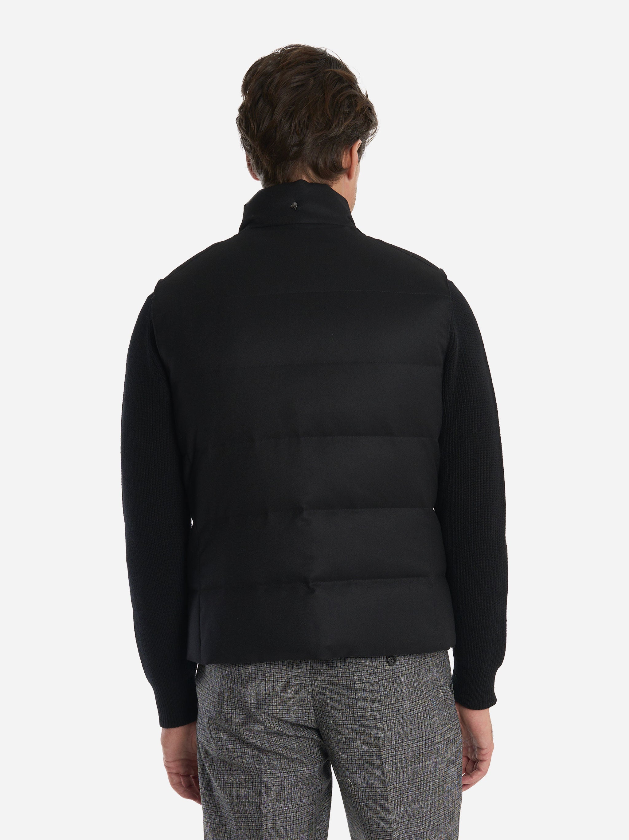 Gilet in lana con interno in piuma Nero