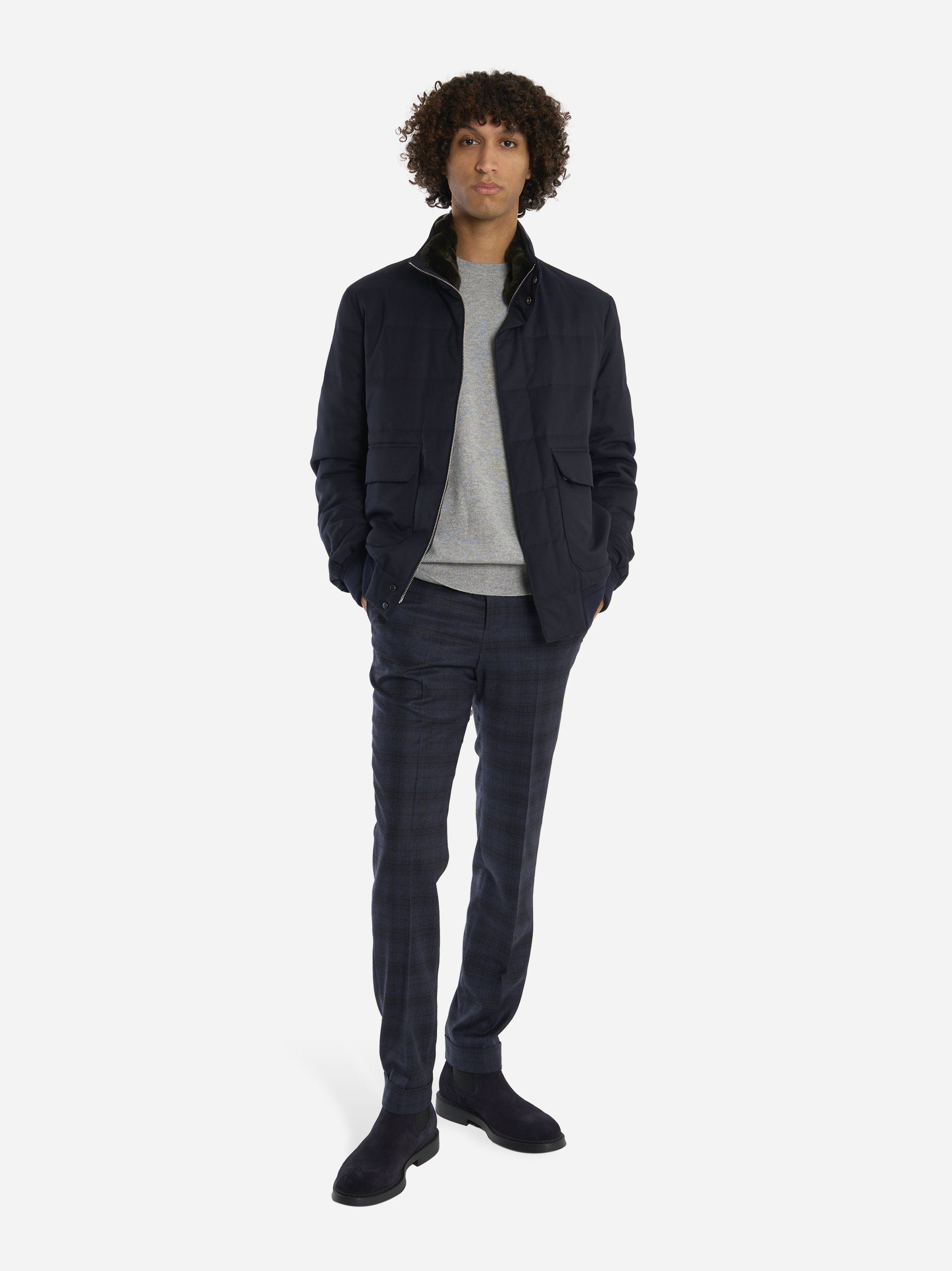 Maglia girocollo in cashmere grigia