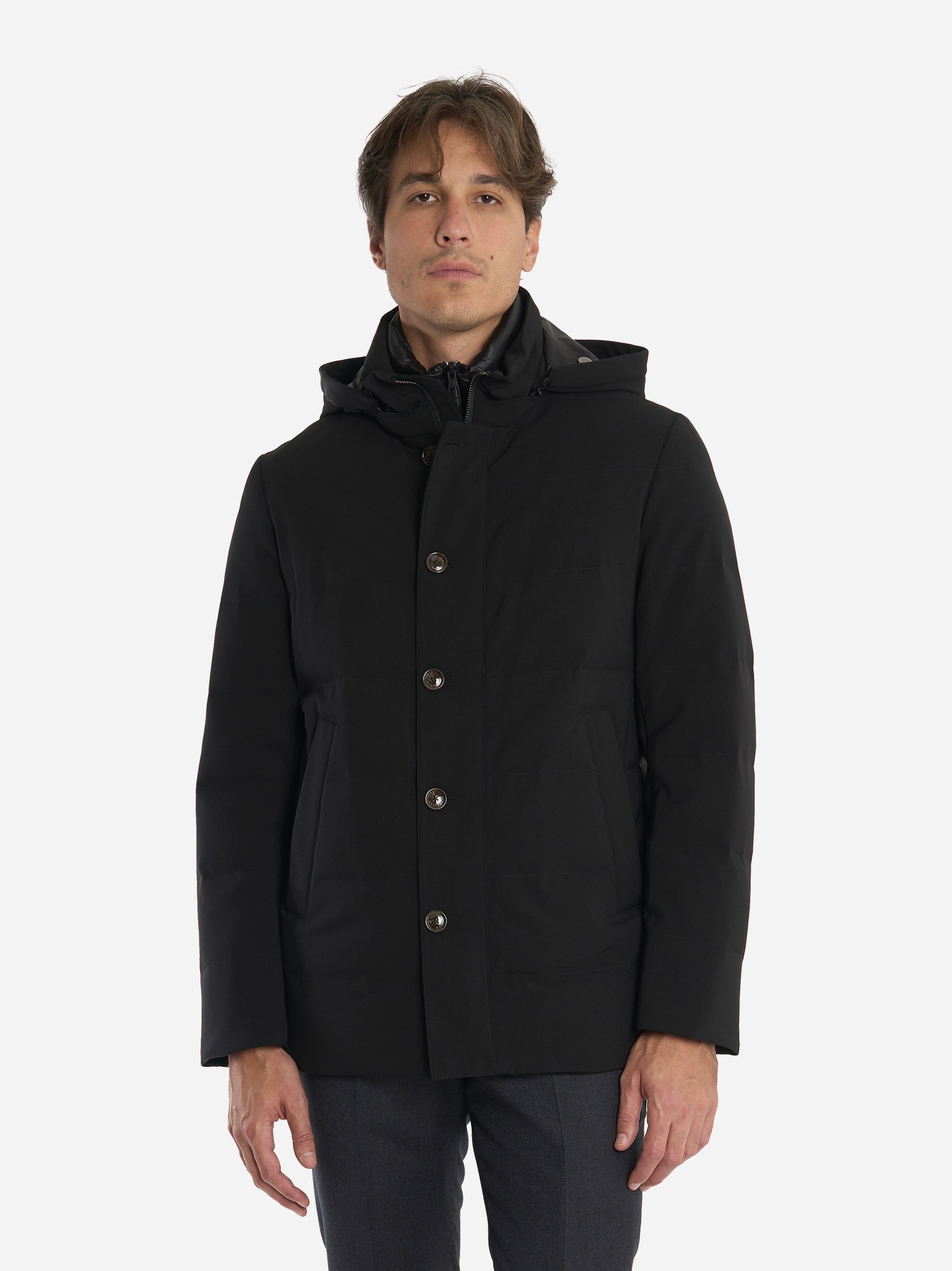 Giacca tecnica in nylon con imbottitura interna Nera