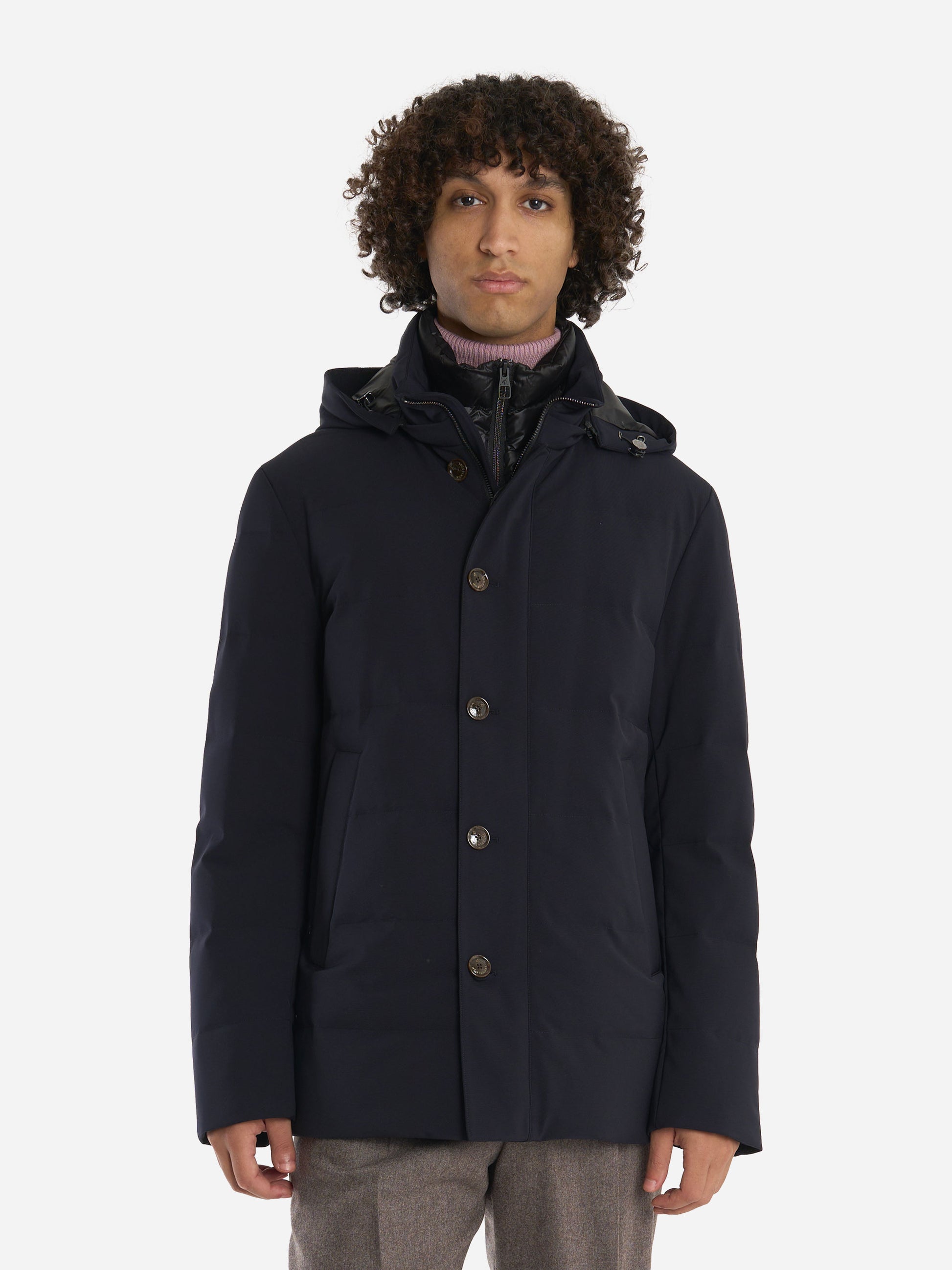 Giacca tecnica in nylon con imbottitura interna Blu