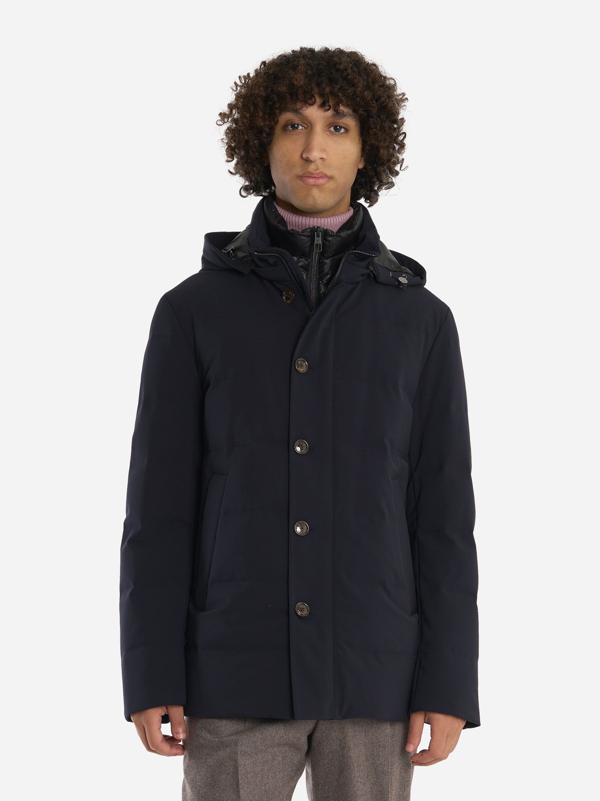 Giacca tecnica in nylon con imbottitura interna Blu