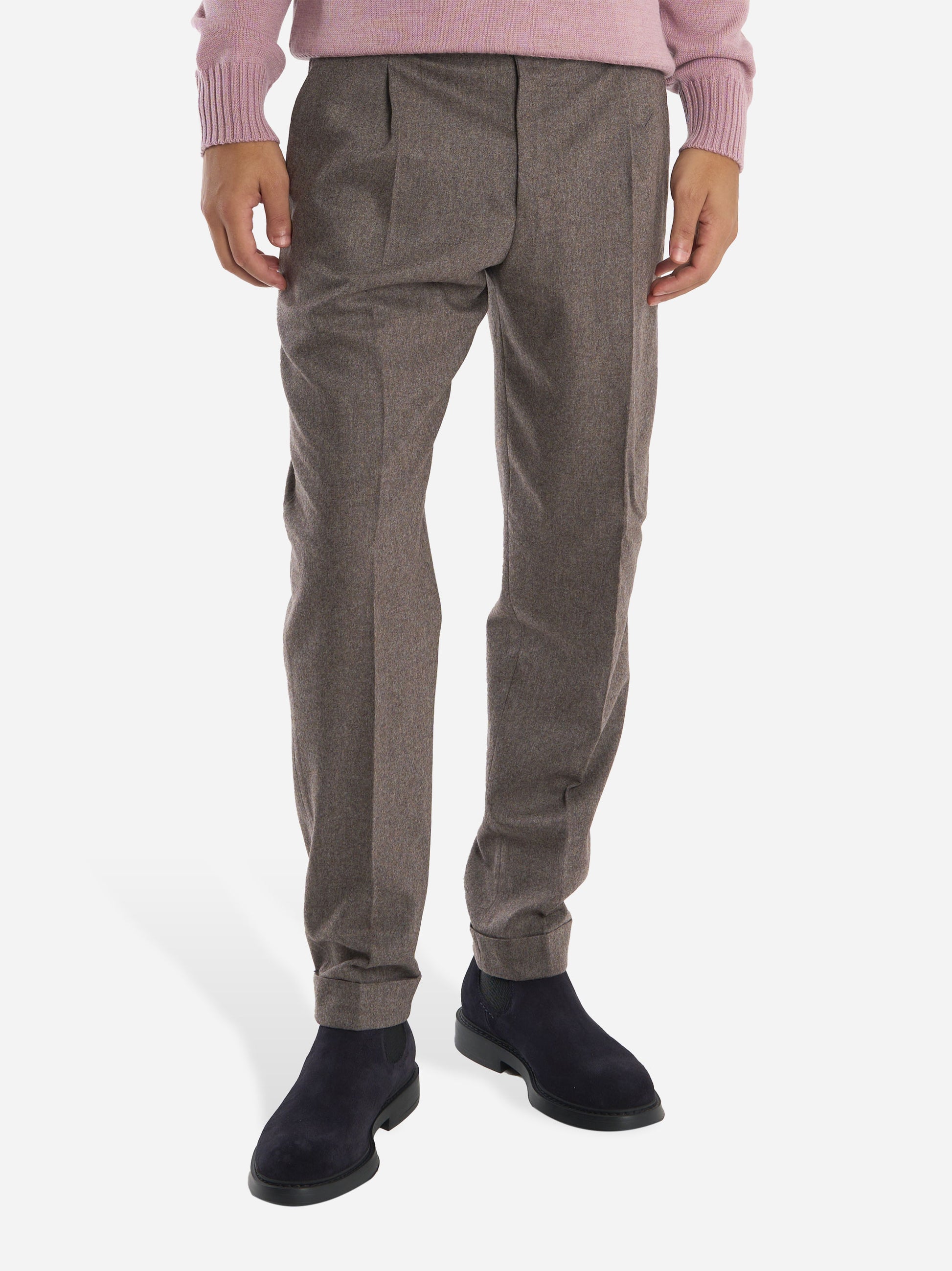 Pantalone Rebel con una pince in flanella Marrone