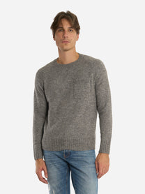 Maglia girocollo con tasca applicata Grigio