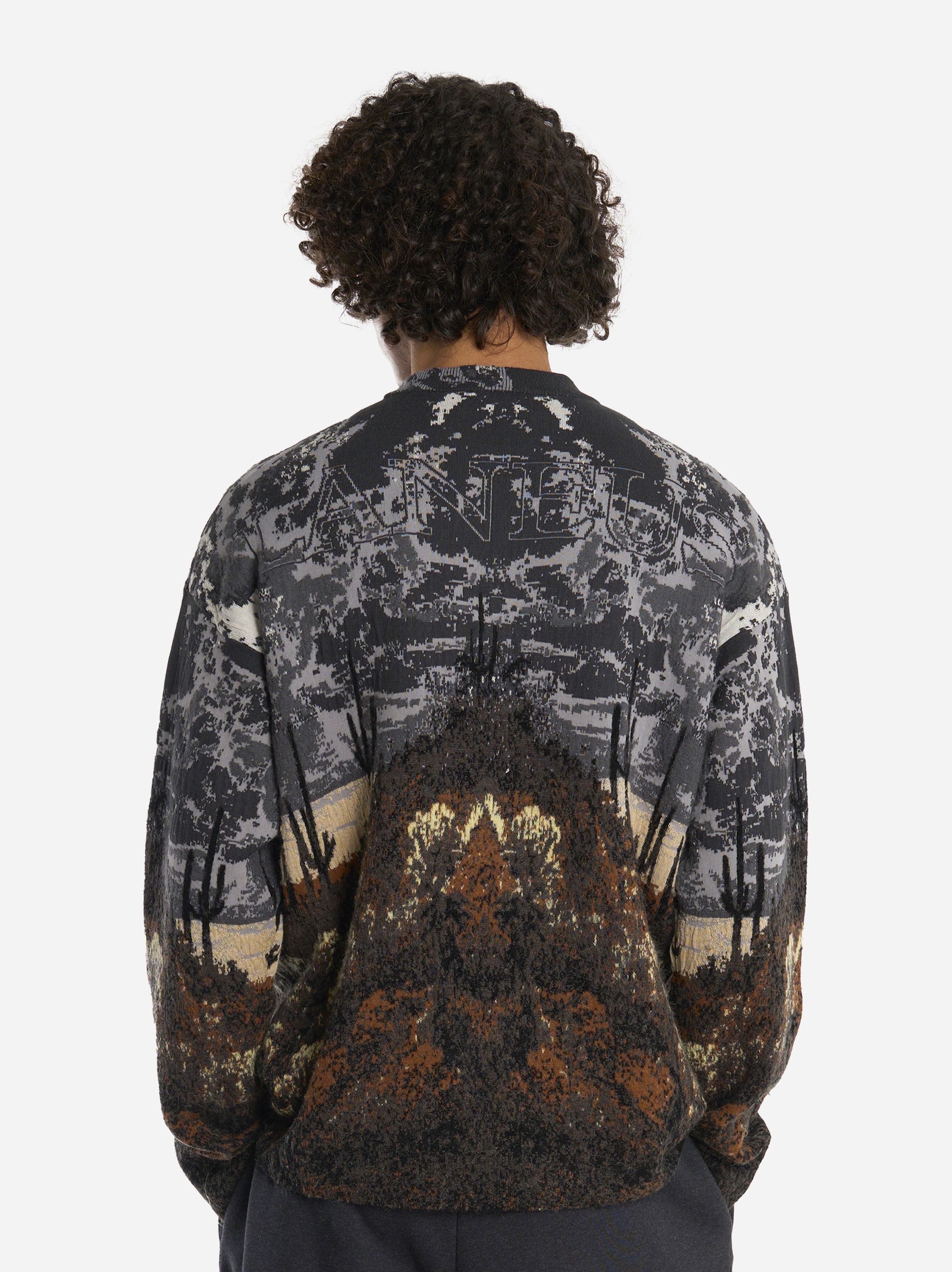 Maglia manica lunga con lavorazione jaquard Nera