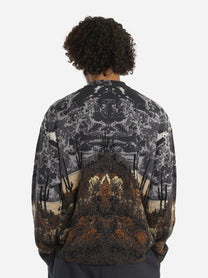 Maglia manica lunga con lavorazione jaquard Nera