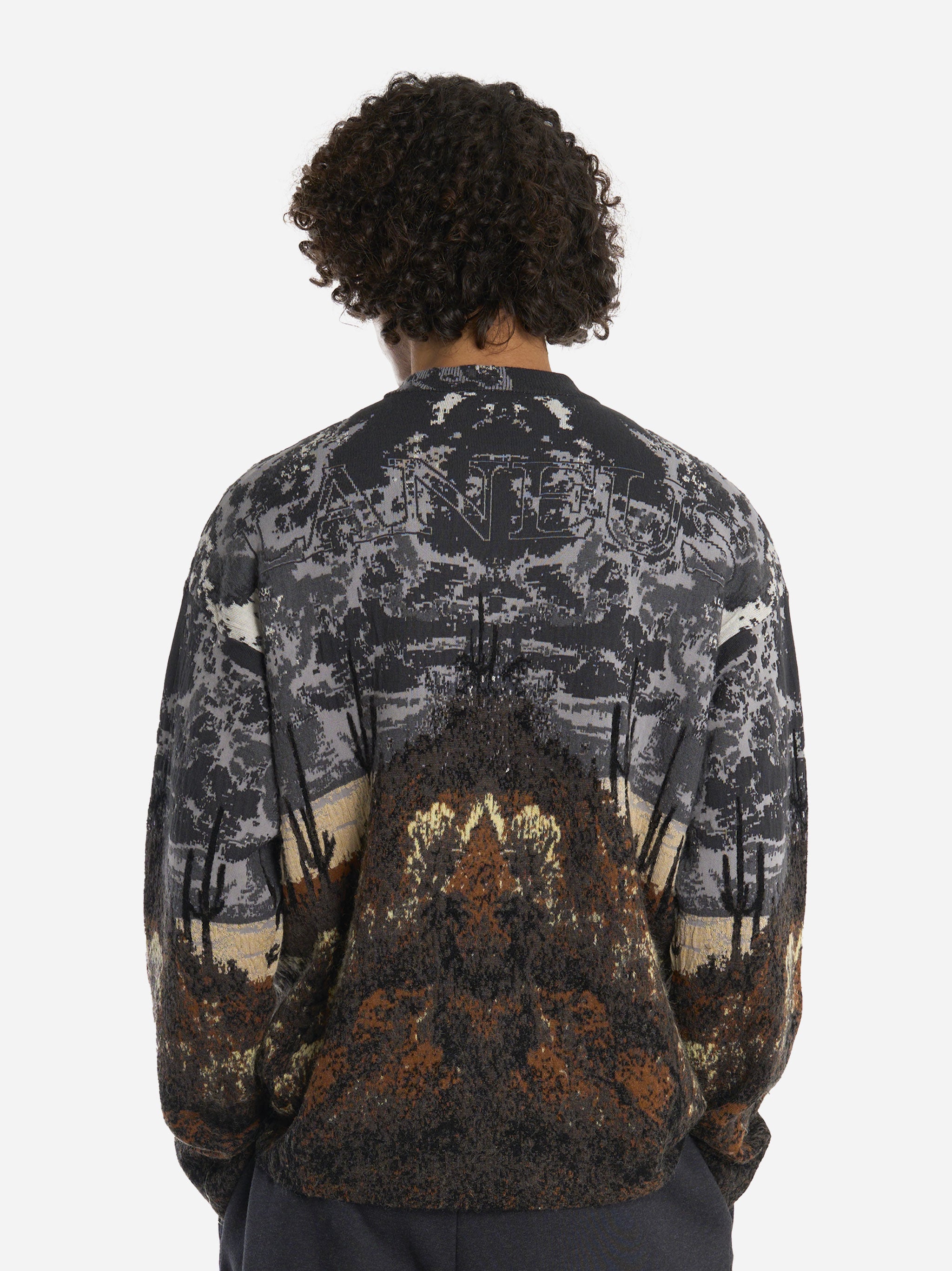 Maglia manica lunga con lavorazione jaquard Nera