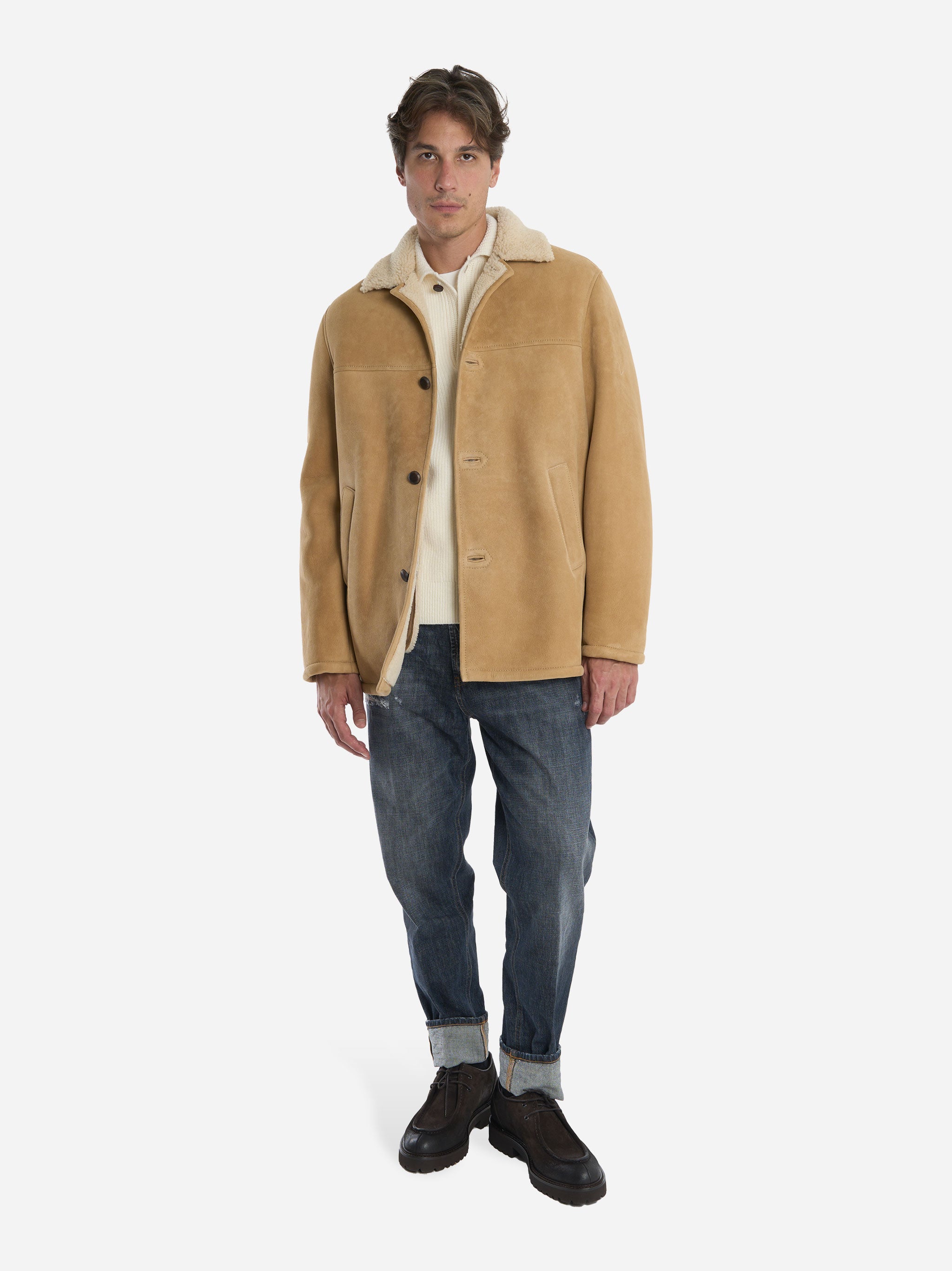 Shearling Steve con bottoni Beige