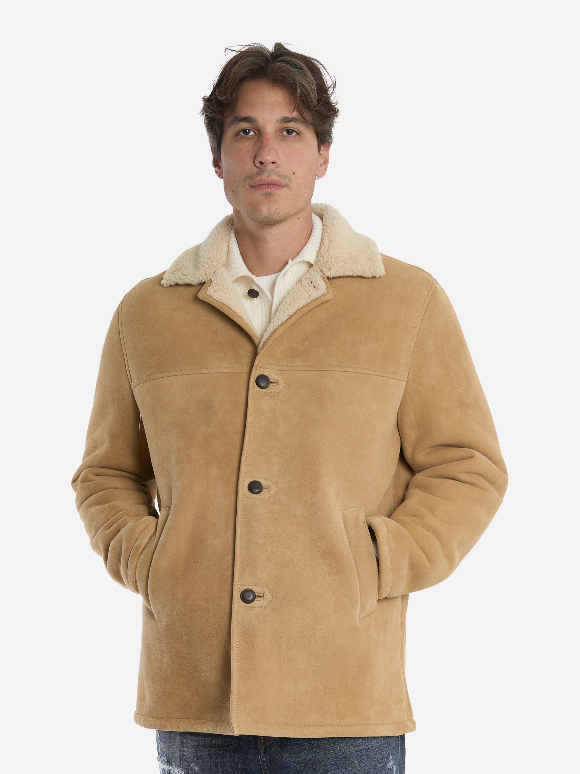 Shearling Steve con bottoni Beige