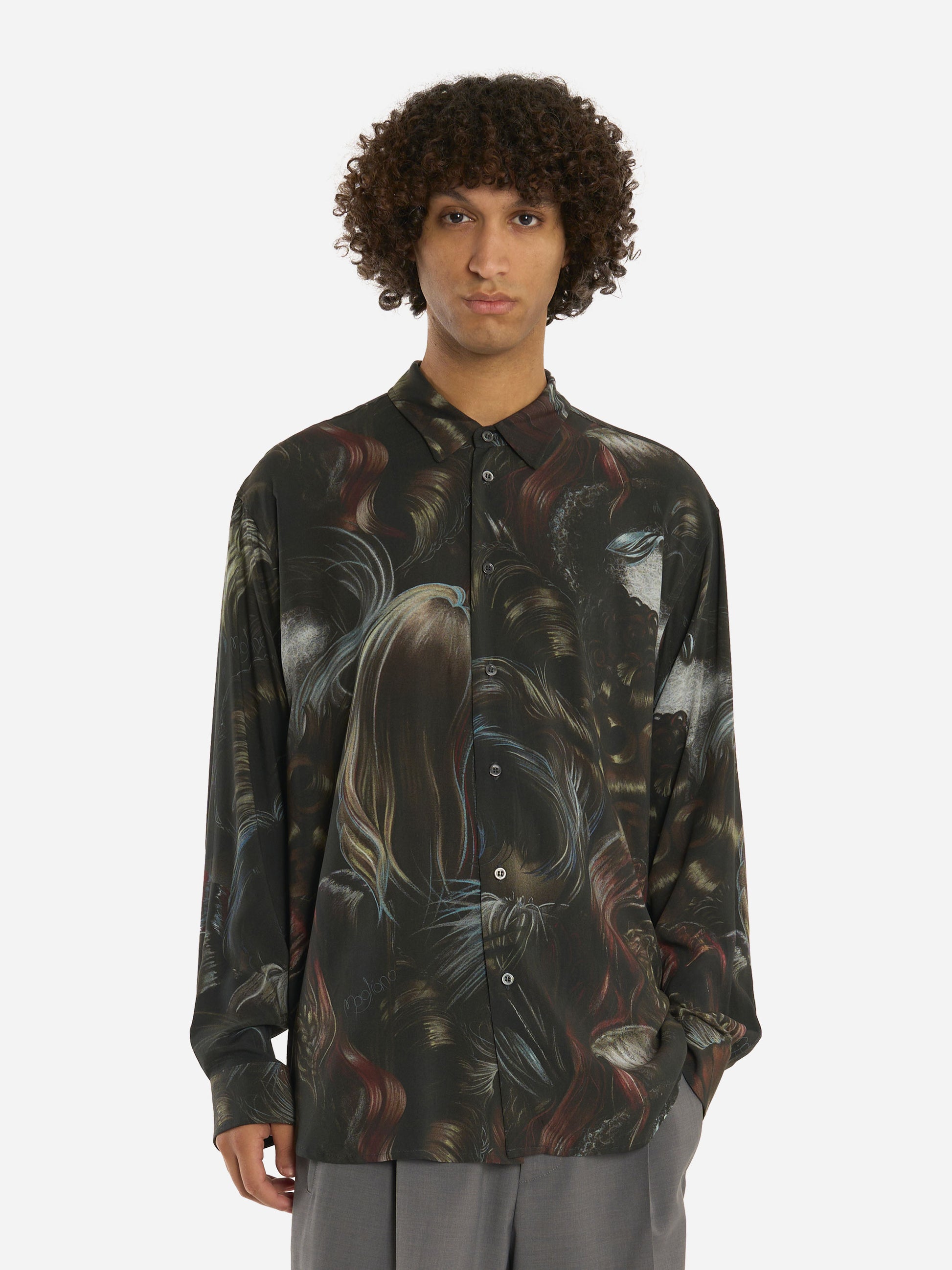 Camicia Wig in viscosa con stampa Nero