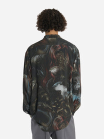 Camicia Wig in viscosa con stampa Nero