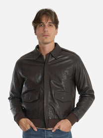 Giacca in pelle con effetti vintage A2 Marrone