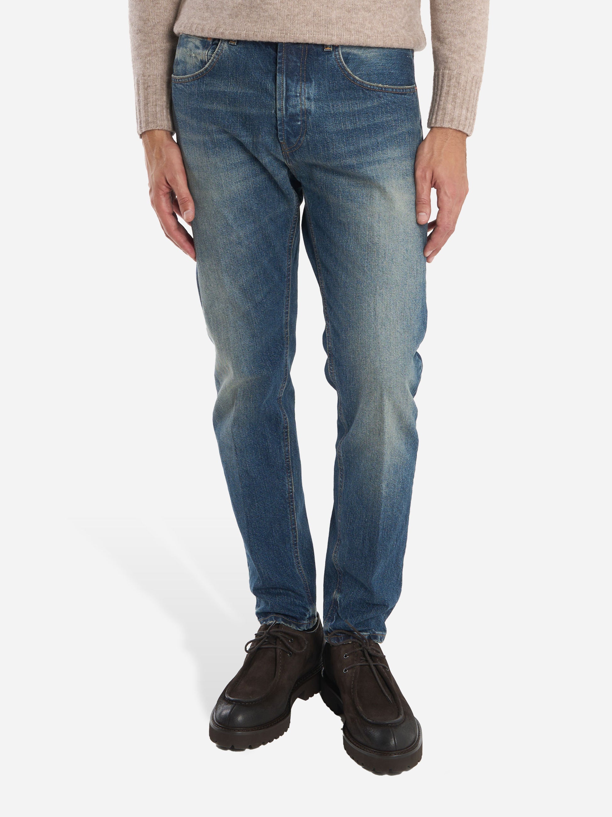 Jeans blu carrot fit Brighton in denim fermo