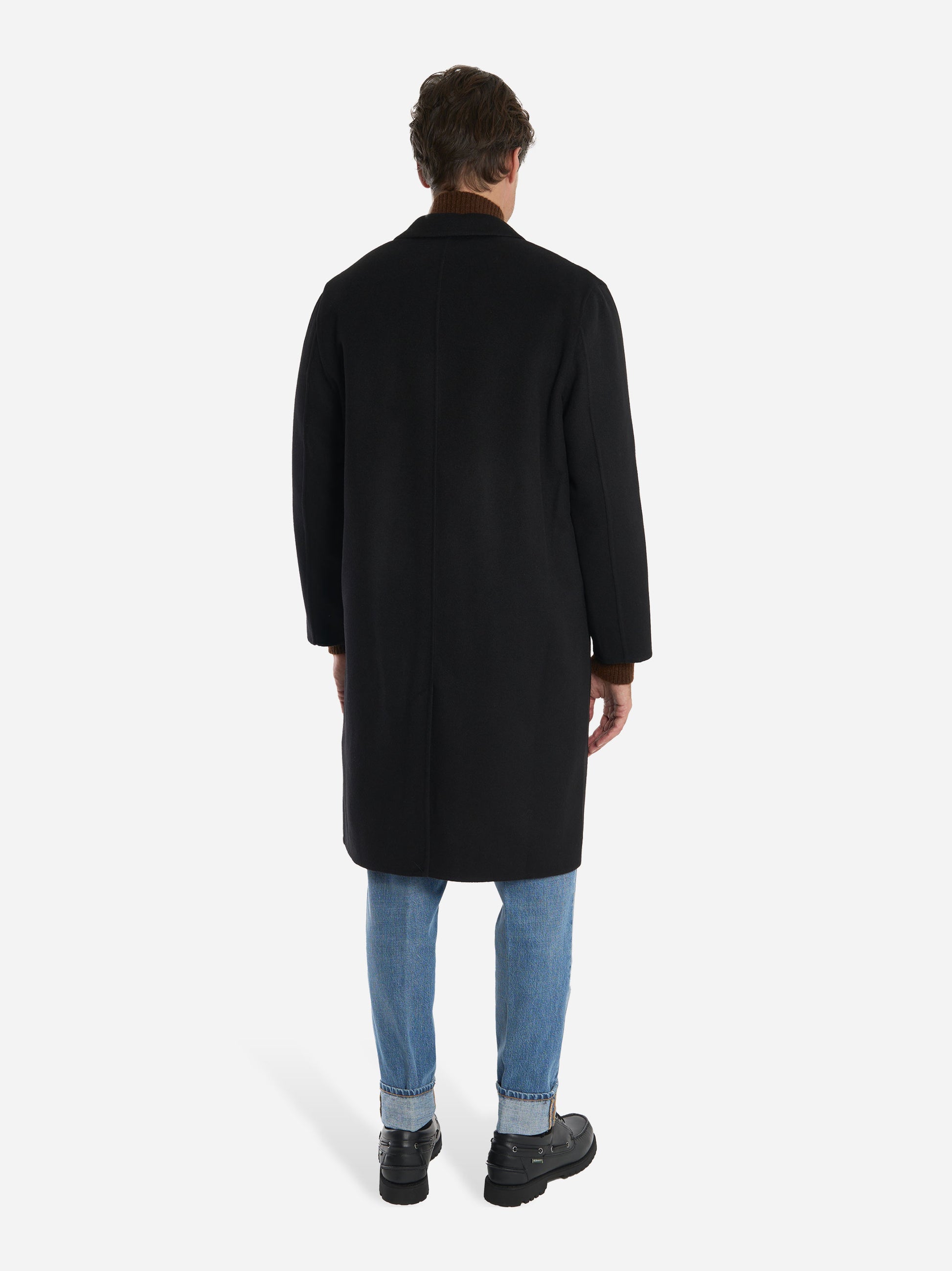 Cappotto monopetto in double di lana Nero