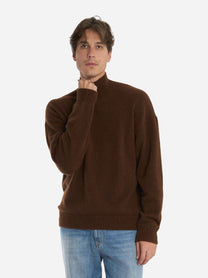 Maglia con collo a lupetto in cashmere e seta Marrone