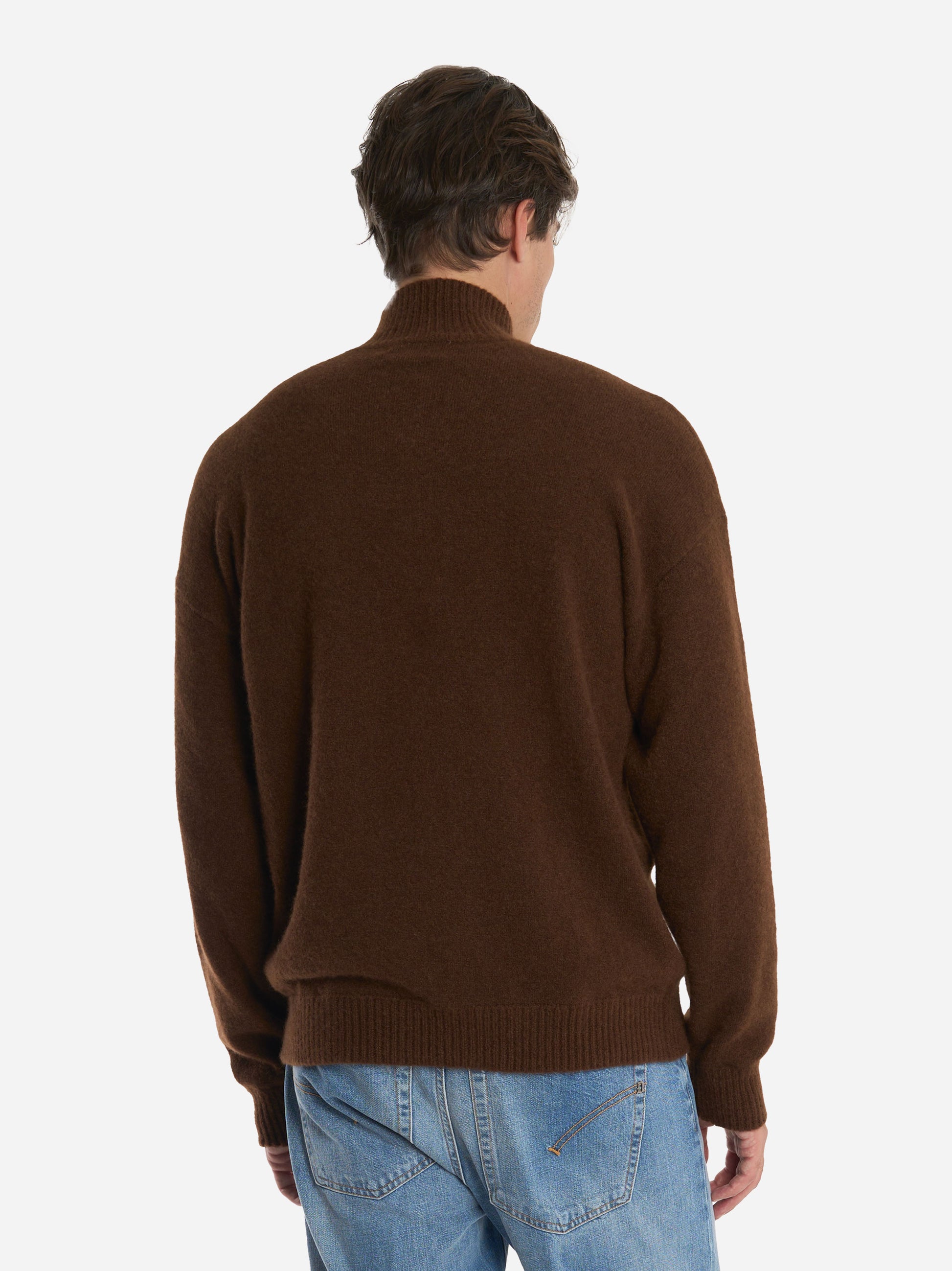 Maglia con collo a lupetto in cashmere e seta Marrone