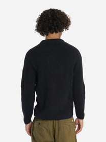 Maglia girocollo a coste con logo Nera