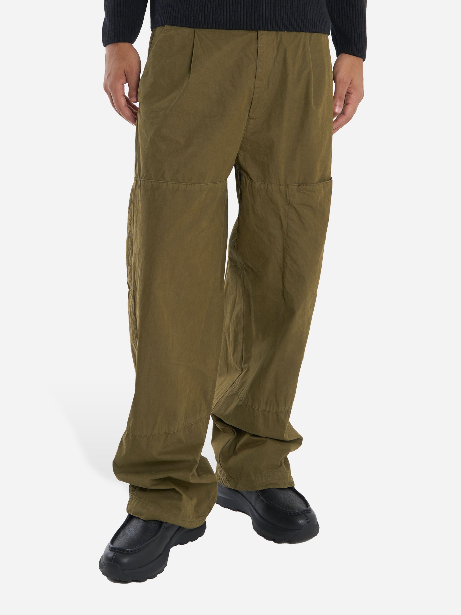 Pantalone cargo verde in microreps
