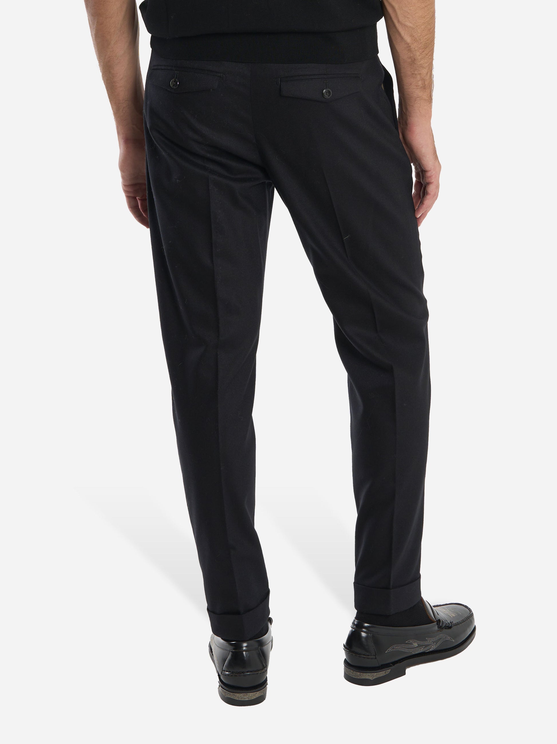 Pantalone Rebel con una pince in flanella Nero