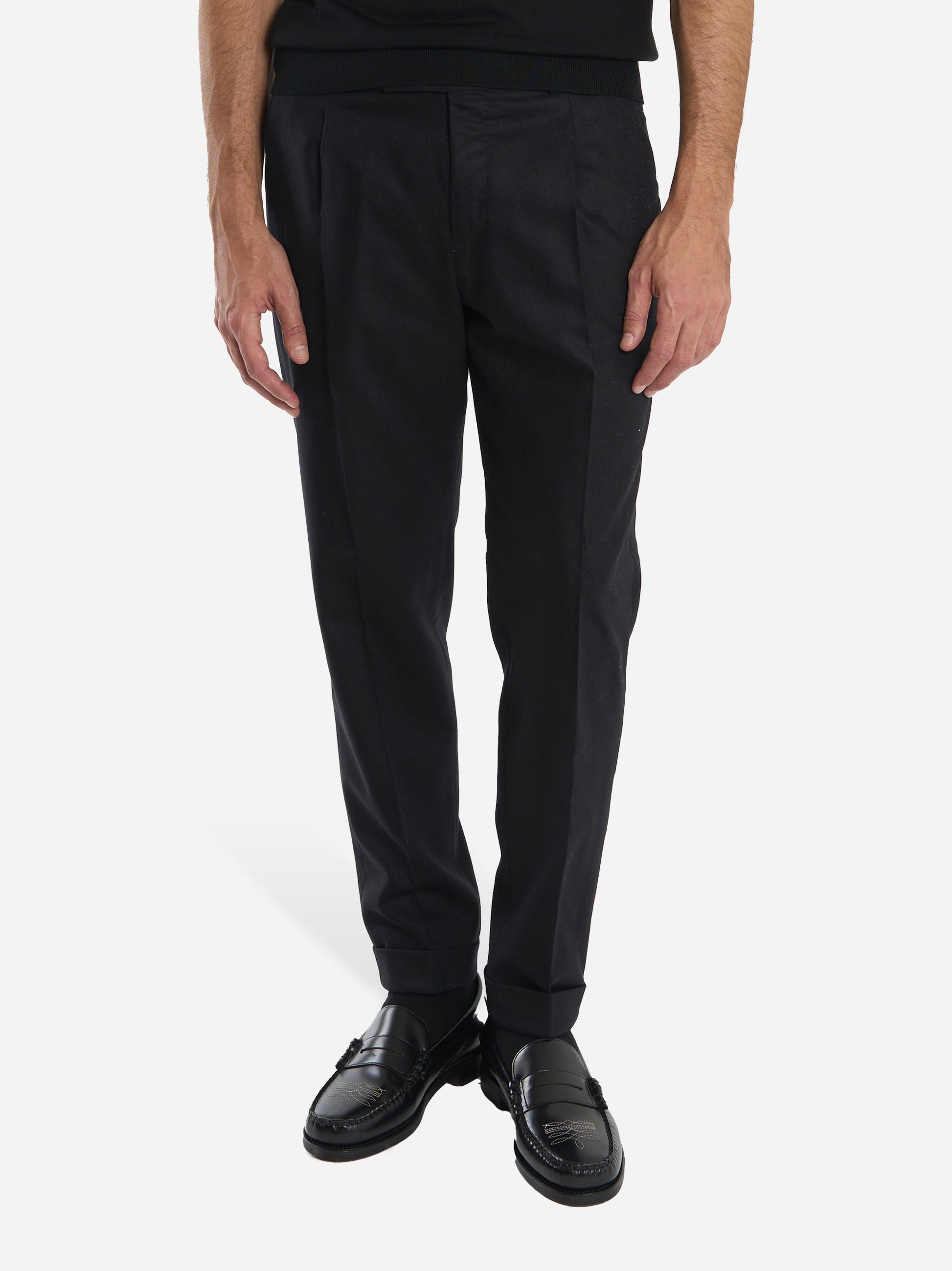 Pantalone Rebel con una pince in flanella Nero