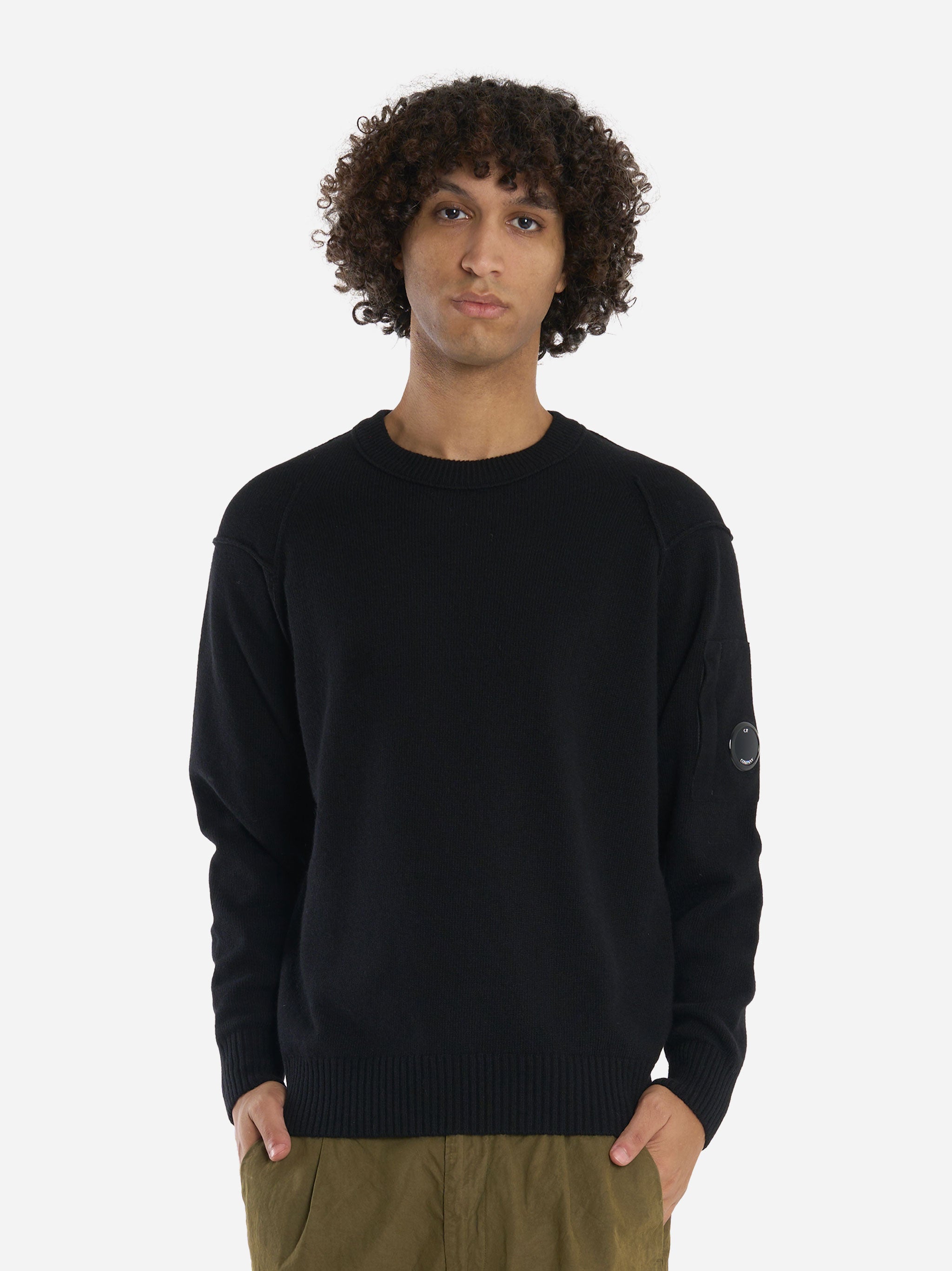 Maglia girocollo in lambswool con logo Nera