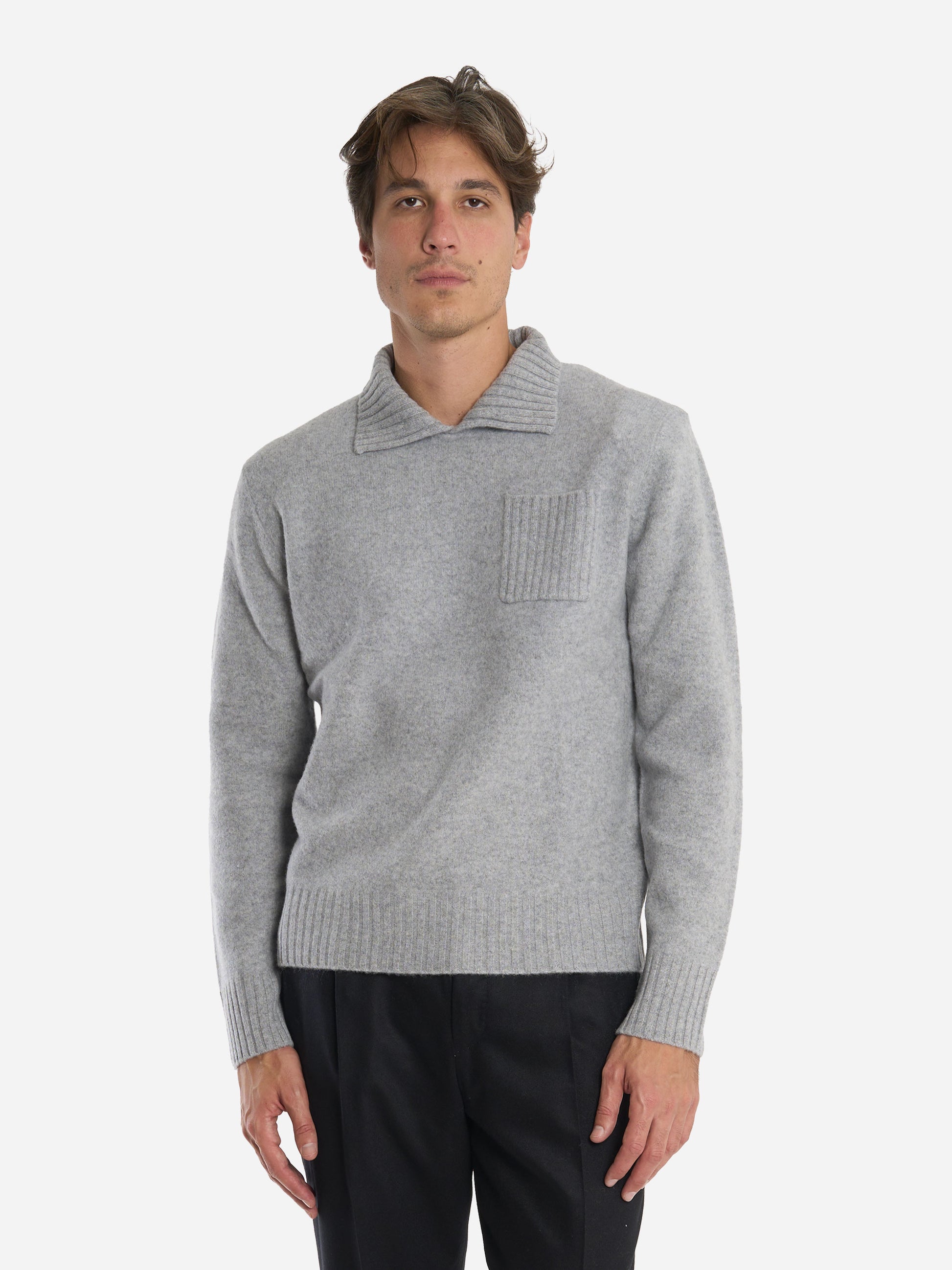 Maglia con colletto in lana Grigia