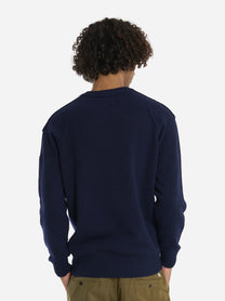 Maglia girocollo in lambswool con logo Blu