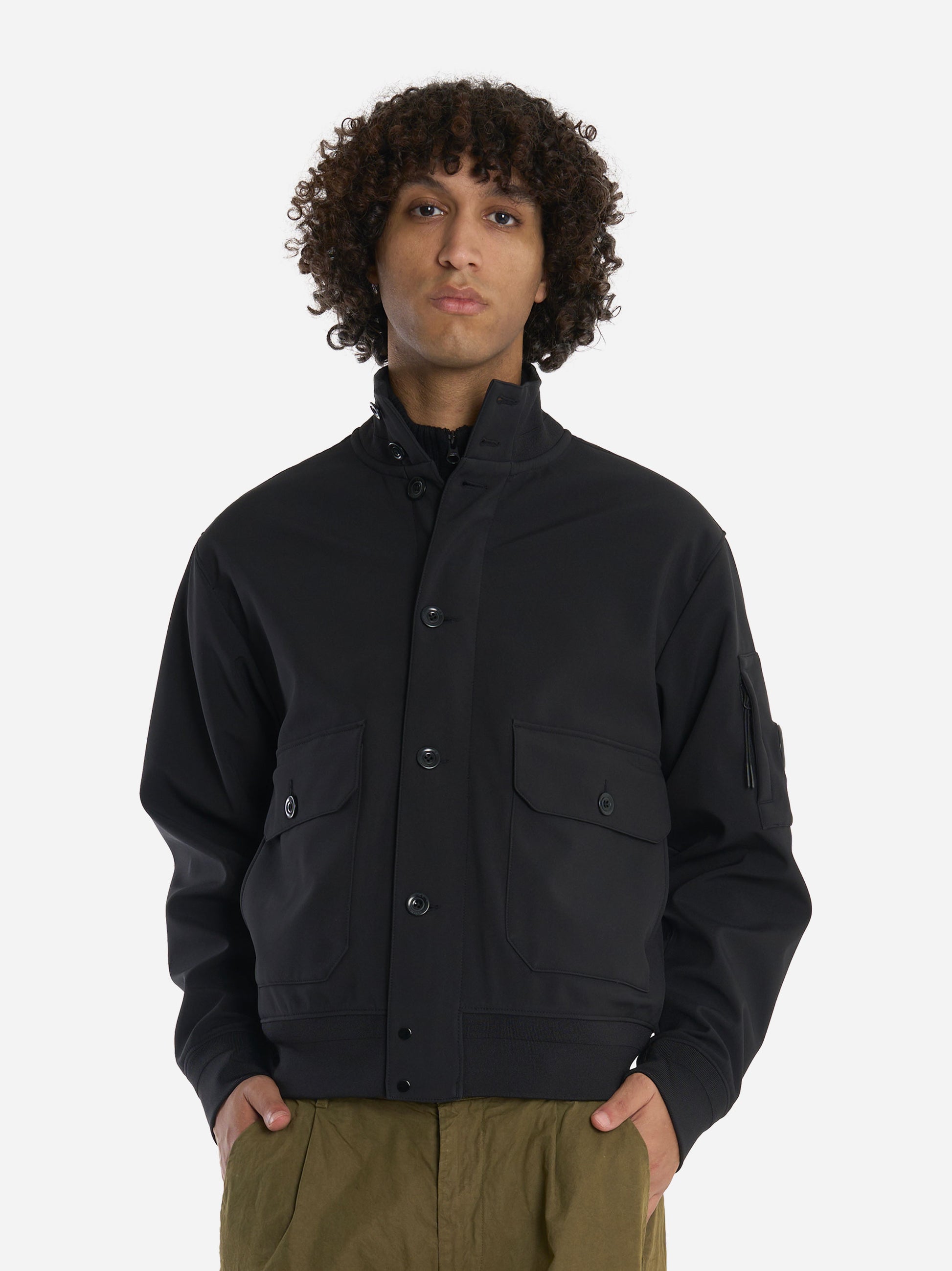 Giacca con zip e bottoni in CP Shell Nera