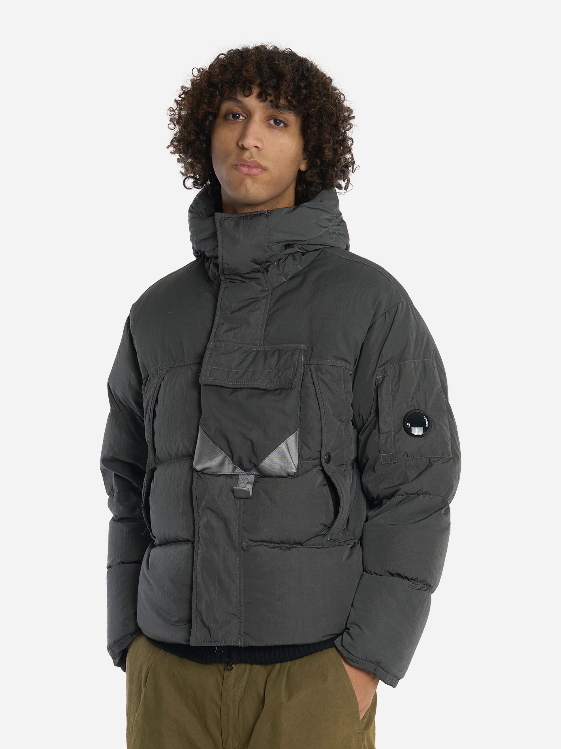 Giacca con cappuccio in eco chrome Grigio