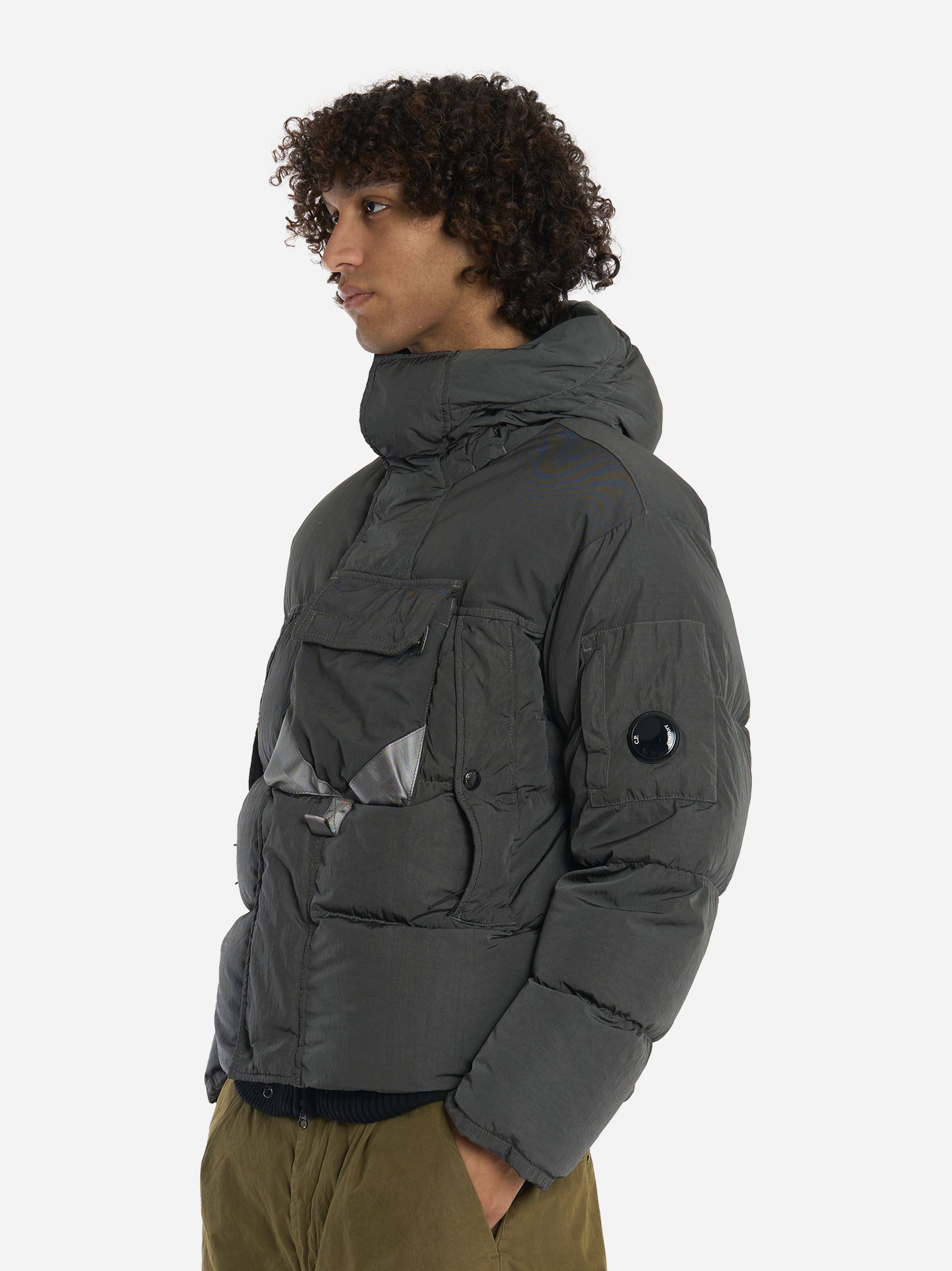 Giacca con cappuccio in eco chrome Grigio