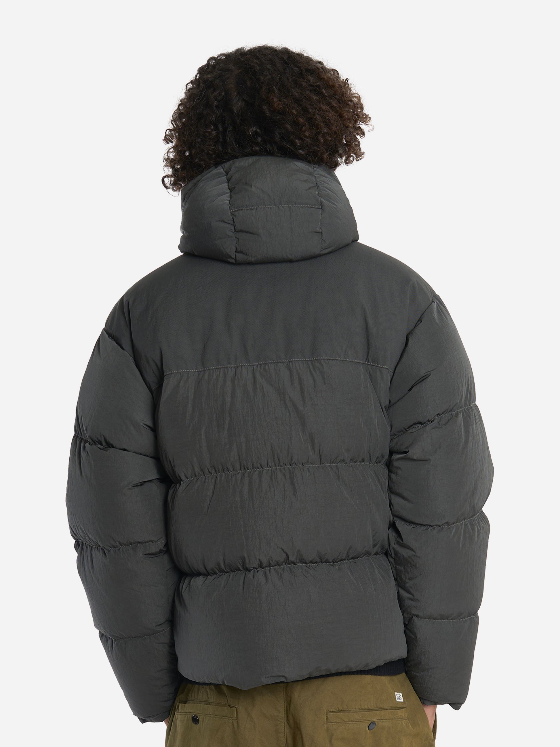 Giacca con cappuccio in eco chrome Grigio