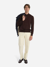 Polo manica lunga in lana finezza 16 Marrone