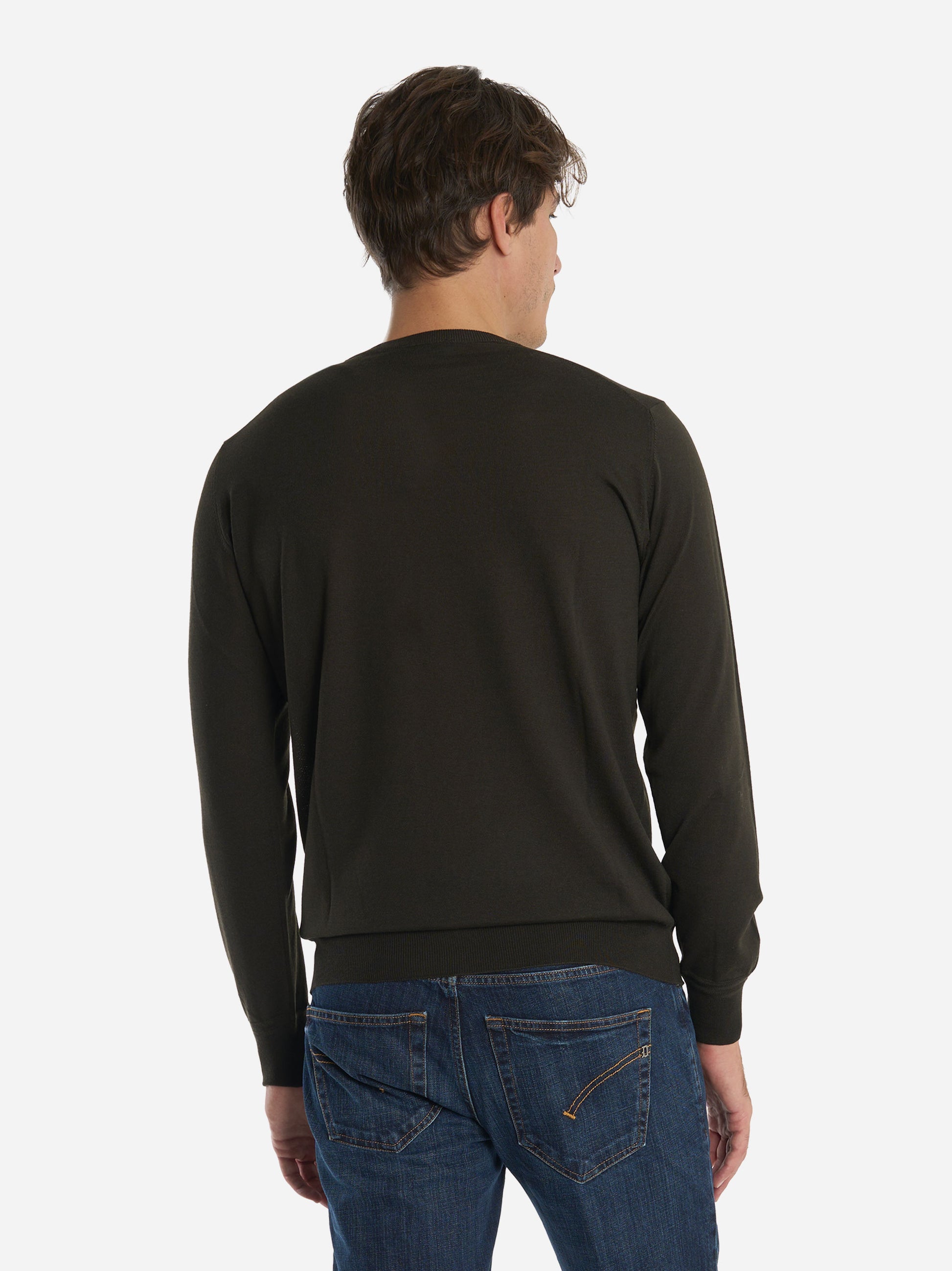 Maglia girocollo in lana finezza 16 Verde