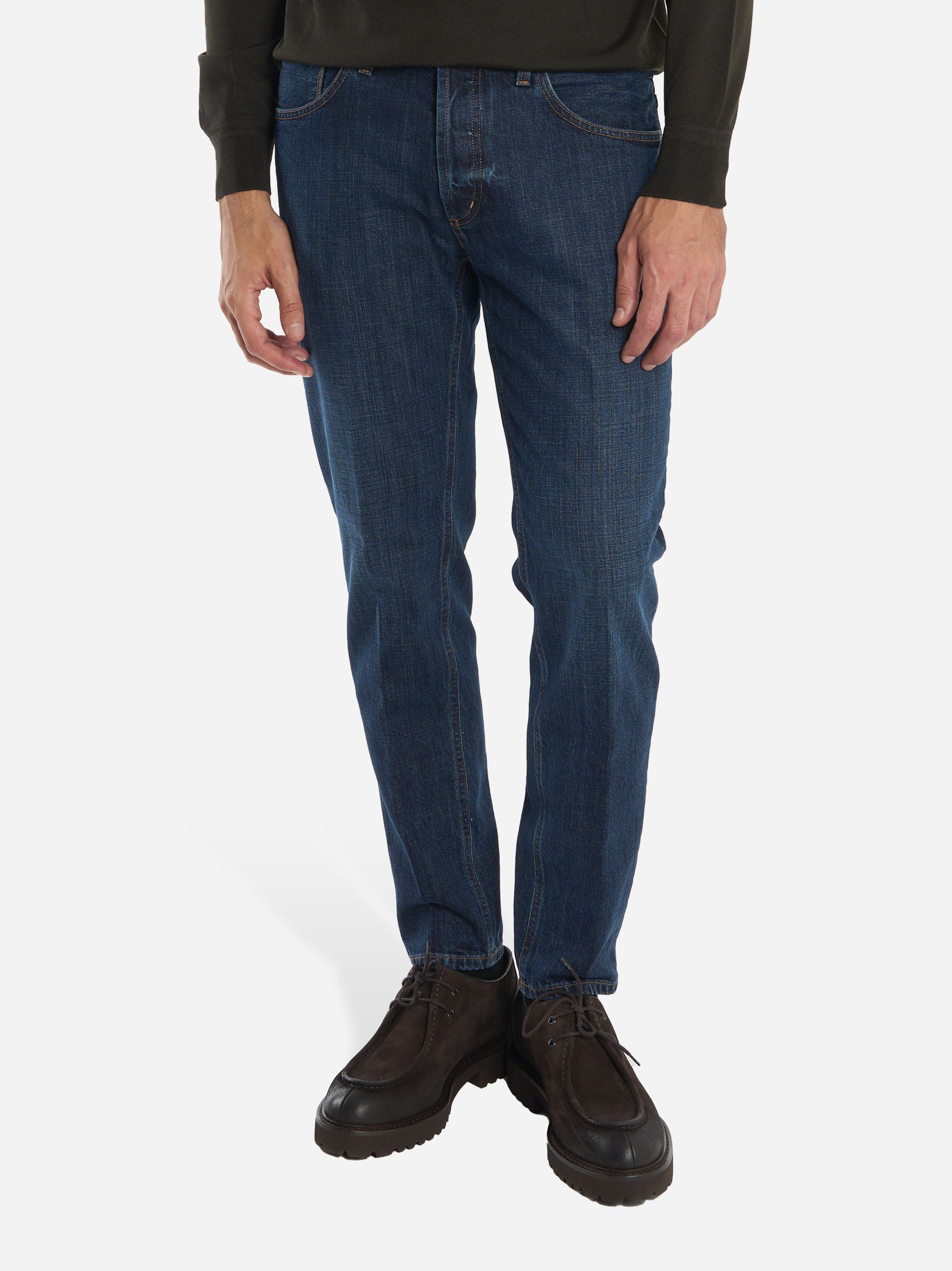 Jeans Brighton carrot fit in denim fermo Blu