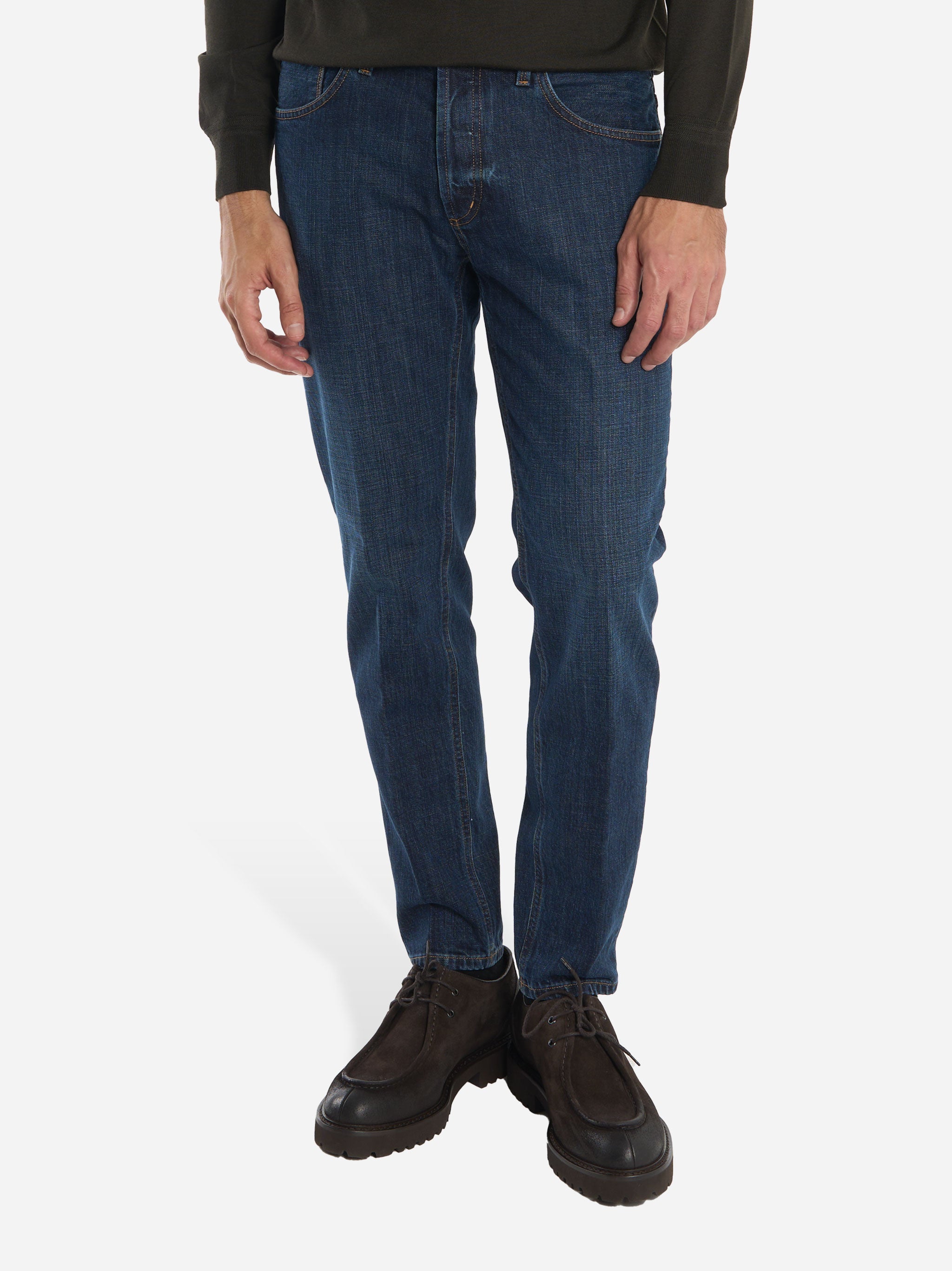 Jeans Brighton carrot fit in denim fermo Blu