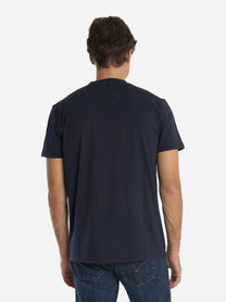 T-shirt girocollo in cotone e seta Blu