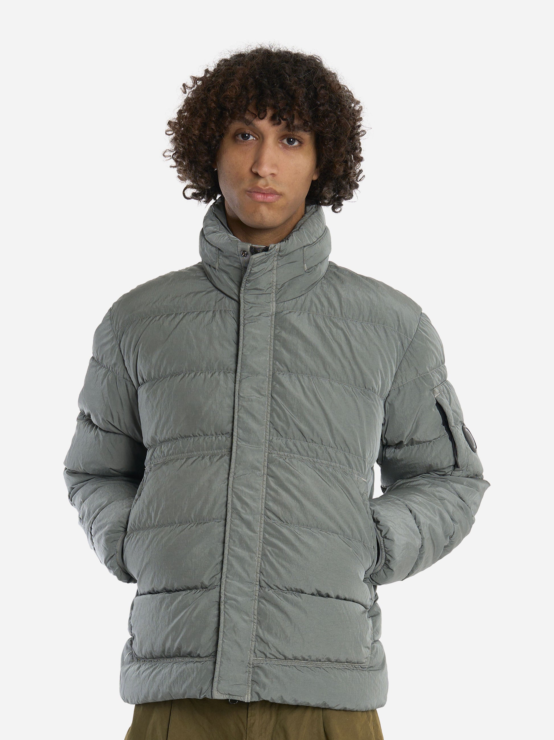 Piumino in chrome grigio